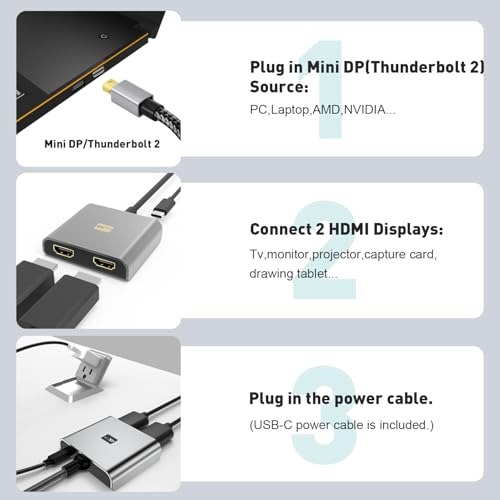 Adaptateur Mini DP vers double HDMI UANTIN pour double écran