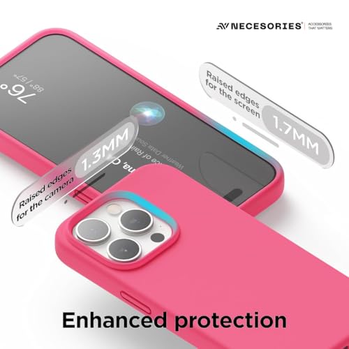 Image of Liquid Silicone Case Compatible for iPhone 15 Pro Max Hot Pink | Slim Back Cover | Soft Touch Bumper | Shockproof Drop Protection | Microfiber Cloth Inside | Sleek Solid Design