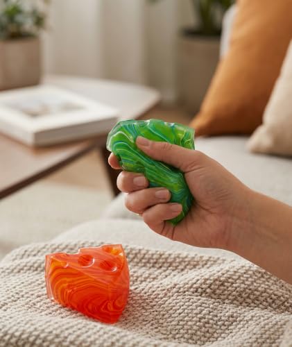 Image of 2Pcs Cheese Squishy, Taba Squishy, Dumpling Squishy-Stretchy Food-Shaped Sensory (Orange and Green)