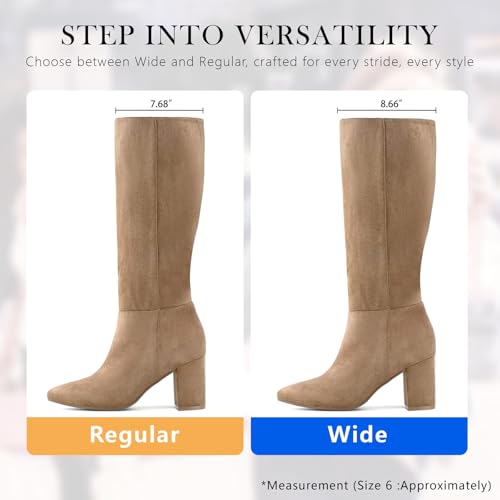 Image of Shoe'N Tale Knee High Boots for Women Chunky Block Heel Fall Winter Pointed Toe Boots