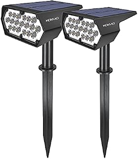 Solar Spot Lights Outdoor [2Pack/2Modes] LiBlins 2-in-1 Solar Landscaping Spotlights, IP65 Waterproof Solar Powered Wall Lights for Yard Garden Patio Driveway Pool (Cold White/19 LED)