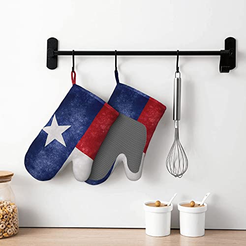 Boulda Texas Flag Oven Mitts With Non-Slip Silicone Heat Resistant Oven Gloves Soft Cotton Lining Waterproof Pot Holders For Kitchen Cooking Baking Grilling Decoration #TOP5