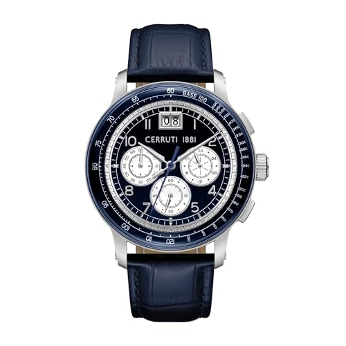 Cerruti 1881 – Cronógrafo Petroio – Cuarzo Movimiento de Reloj – Ancho de la caja: 51 mm – Acero inoxidable – 5 ATM, azul, 51