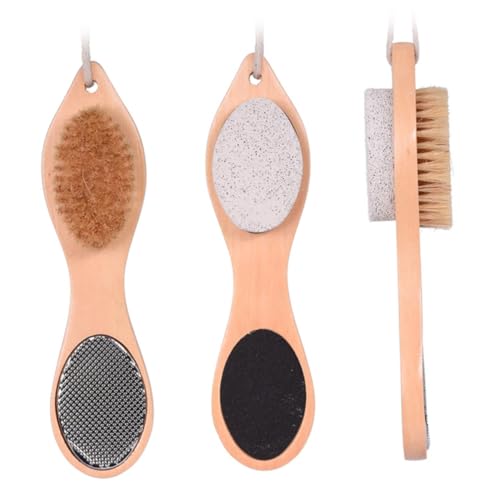 TOVINANNA 1pc Remover File Wooden Double Sided Foot Scrubber Pumice Stone Brush for Easy Exfoliating and Smooth Feet