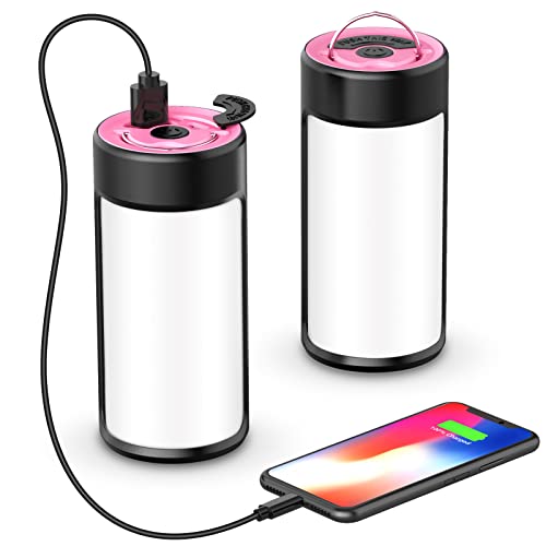 LED Campinglampe, CT CAPETRONIX Campinglampe Aufladbar mit 400LM 5 Lichtmodi, Wasserfeste LED Laterne und Camping Zubehör für Camping Stromausfall Angeln Wandern Notfall (Rosa) Cover