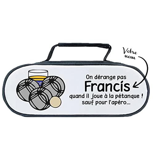 KDO MAGIC - Sacoche pétanque Personnalisable - pour triplette 3 Boules - Personnalisé avec prénom - Cadeau fête des pères, Homme, Retraite, noël (modèle Apéro) Cover