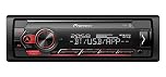 PIONEER 1-DIN receiver with Bluetooth, Red/White illumination, USB/3.5mm Jack, Spotify, Pioneer Smart Sync App and compatible with Apple and Android devices, Red/Black, MVH-S420BT