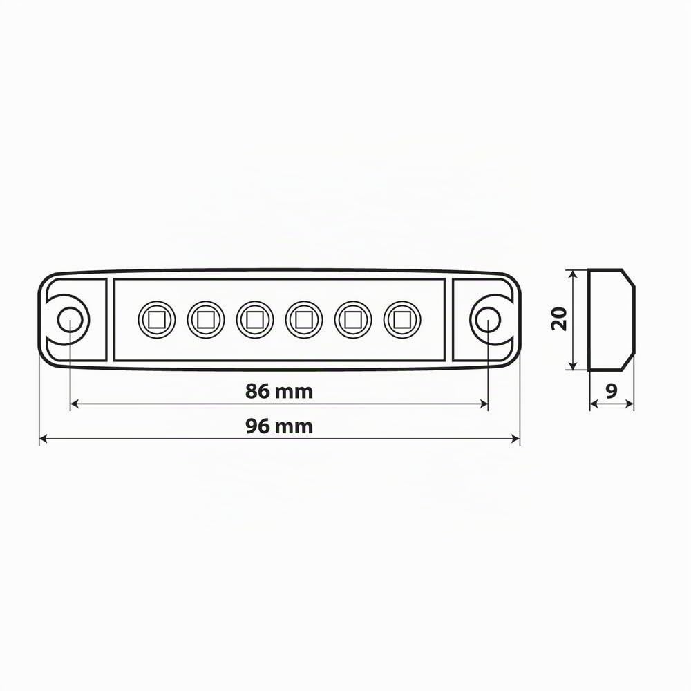 Lampa 97023 Set 20 pz, Luce ingombro a 6 LED, Montaggio in Superficie, 12/24V - Bianco