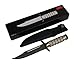Rogue River Tactical Hunting Knife Serrated Blade 8.5 ,9.5 ,& 12 Inch Survival Knife Heavy Duty Black or Silver with Kit & Sheath Camping Fishing Matches Fish hooks Needles Compass (Silver 9.5")