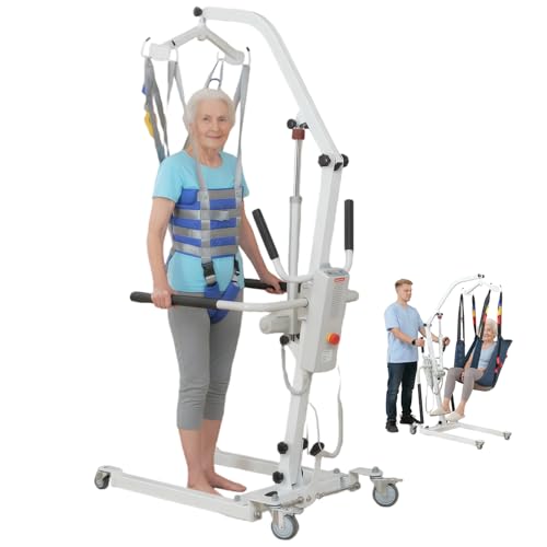 2IN1 Electric Patient Lift with Stand-Up Assist Rehabilitation-2 Slings Included-Multi-Functional Battery Powered Body Transfer Lift for Home,Wheelchair Toilet Car-Elderly, Disabled, Recovery