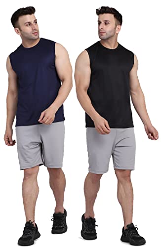 Image of Men's Regular Fit Sleeveless T-Shirt (Pack of 2)