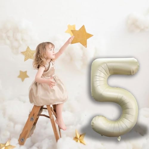 Image of Solid White 5 /Five Number Foil Balloons 32 inch Birthday Party Decoration Helium Supported