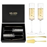 AW BRIDAL Engagement Gifts for Couples Mr and Mrs Champagne Flutes, Bride and...