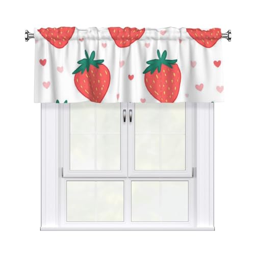 CDERGBHN Strawberry Hearts Window Valance