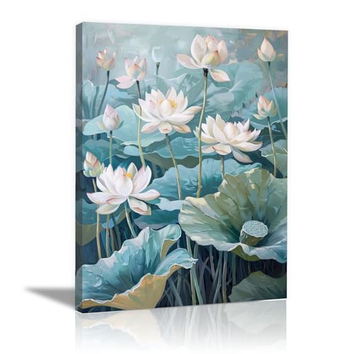 Tableau zen lotus 60x80cm encadré pour salon chic