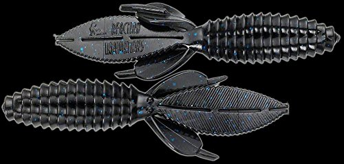 Reaction Innovations Sweet Beaver Creature Bait, 4.2", Black with Blue Flake, 10/Pack
