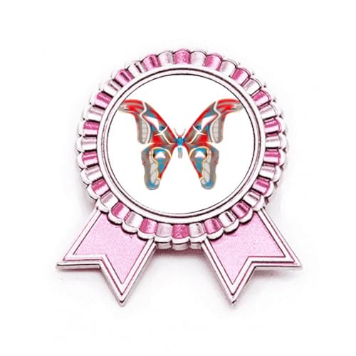 Médaille Broche Pin Rose en Métal 3D Rouge Bleu pour Veste et Costume