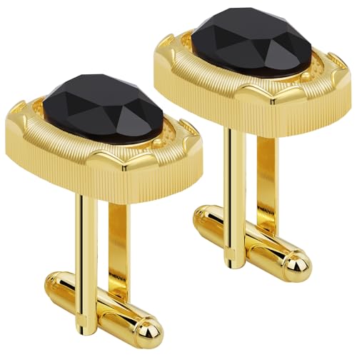 Mancuernas de Cristal para Hombre Doradas y Negras