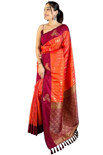 SGF11 Women's Kanjivaram Pure Soft Silk Saree With Unstitched Blouse Piece product image 5