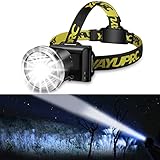 YAYUPRC LED Headlamp Ultra Bright Spotlight USB Rechargeable Flashlight with Battery Powered Headlight for Adult - Waterproof Searchlight for Hunting, Fishing, Caving Spelunking, Camping, Hiking