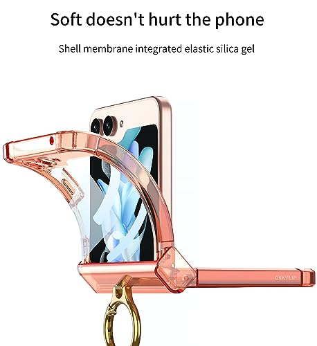 Image of BOUNCEBACK Transparent Shockproof Hinge Cover Ring Case for Samsung Galaxy Z Flip5 / Galaxy Flip 5 Case Cover - (Clear Blue | Rubber)