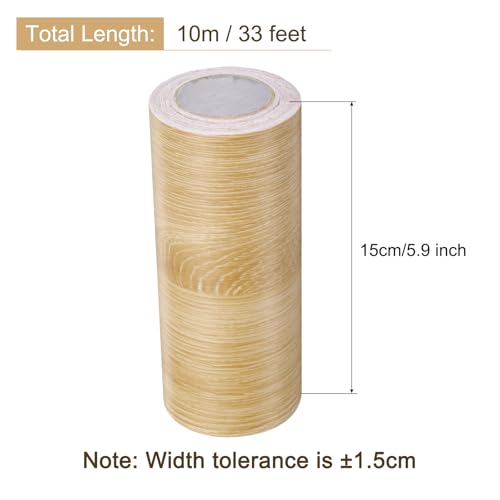 Image of uxcell Wood Grain Tape, 5.9 inch x33 Ft Self Adhesive Wood Grain Repair Patch for Baseboards, Doors, Floor Repair, Furniture Home Decor Coffee Oak