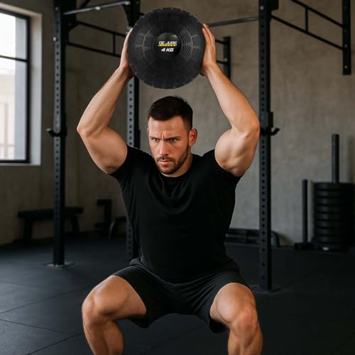 Image of DE JURE FITNESS Slam Ball 8 KG for Strength Training & Crossfit - No Bounce Weighted Workout Ball for Core & Power - Textured Grip Heavy Duty Medicine Ball for Home Gym Exercise & Conditioning - 8 KG