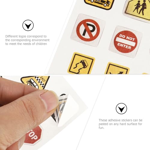 Traffic Sign Stickers for Kids, 10 Sheets Paper Teaching Traffic Safety in Classroom & Playroom Birthday Parties Decorations