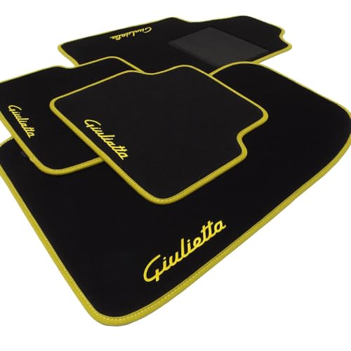 Tapis de voiture pour Giulietta brodés avec fond antidérapant et talonnette de protection PVC