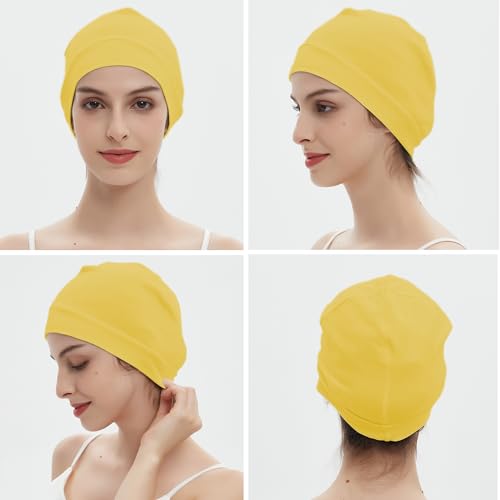 Image of vidsel 100% Cotton Skull Caps Beanie Night Cap Sleep Hats for Men Women | Breathable,Soft,Lightweight Skully Cap,Running Beanie Cycling Helmet Liner,Wicking Head Cover,CPAP Chemo Bald Cap
