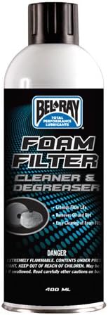 BEL-RAY FOAM FILTER CLEANER & DEGREASER AEROSOL (400 ML), Manufacturer: BEL-RAY, Manufacturer Part Number: 99180-A400W-AD, Stock Photo - Actual parts may vary.