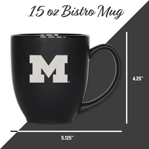 Image of Rico Industries NCAA Primary 15-Oz Personalized Matte Black Bistro Mug - for Hot or Cold Drinks