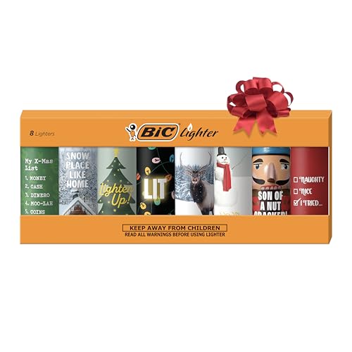 BIC Special Edition Lighters, Holiday Must Haves, Holiday Series Collection, 8-Pack, America's Safest and Longest Lasting Lighter