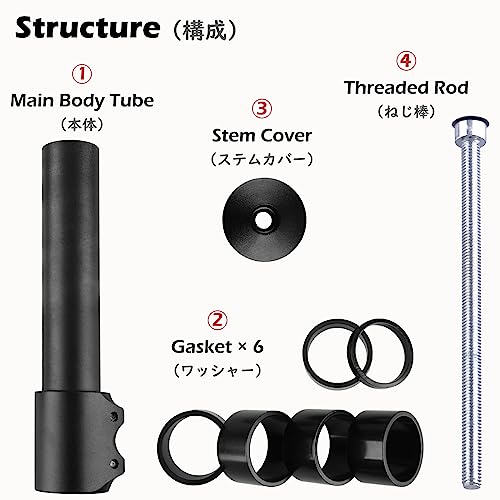 Triwonder Bike Stem Riser Handlebar Extender Bicycle Fork Stem For Mtb Bmx Mountain Bike Aluminium Alloy Head Up Adapter (Pure Black - 185Mm) #TOP3