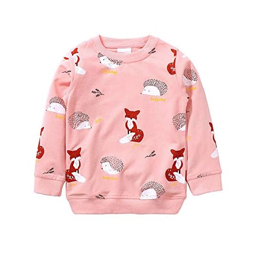 Flicktröja för barn bomullstopp vardaglig jumper flicka t-shirt småbarn kläder långärmad pullover vinter vår ålder 1-12 år, 01 Rosa, 3-4 År