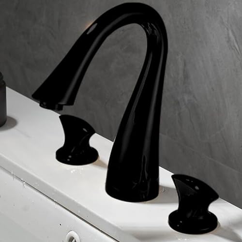 Mitigeur de lavabo en laiton noir mat à 3 trous pour salle de bains design