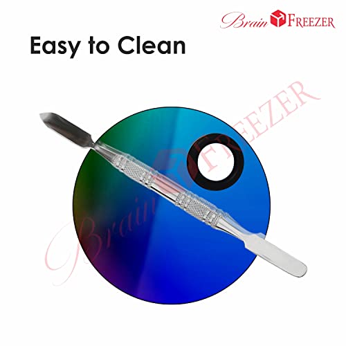 Image of Brain Freezer Shiny Makeup Palette With Stainless Steel Round Shape Spatula, 100 g (Circle Rainbow)
