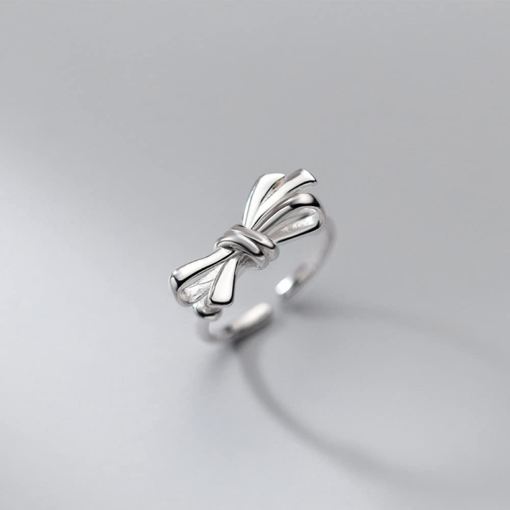 Verstellbarer Ring, S925 Sterling Silber Schmetterling Knoten Ring Verstellbare Ringe Temperament Offener Ring Silber Daumenring Ewigkeitsring Hochzeit Charme Schmuck Geschenke Für Männer Mädchen