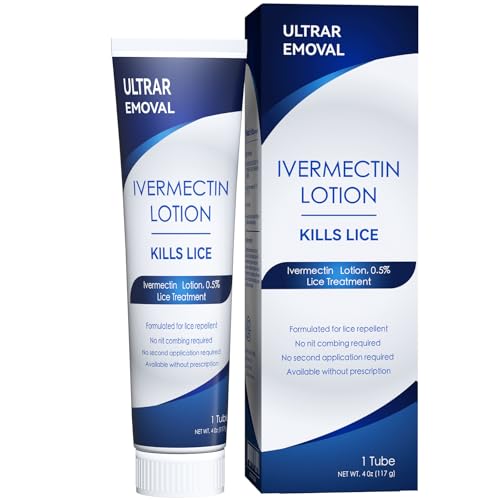 DYINREU Ivermectin 0.5% Lice Treatment Lotion, Single Application Formula – No Head Combing Required, 4oz