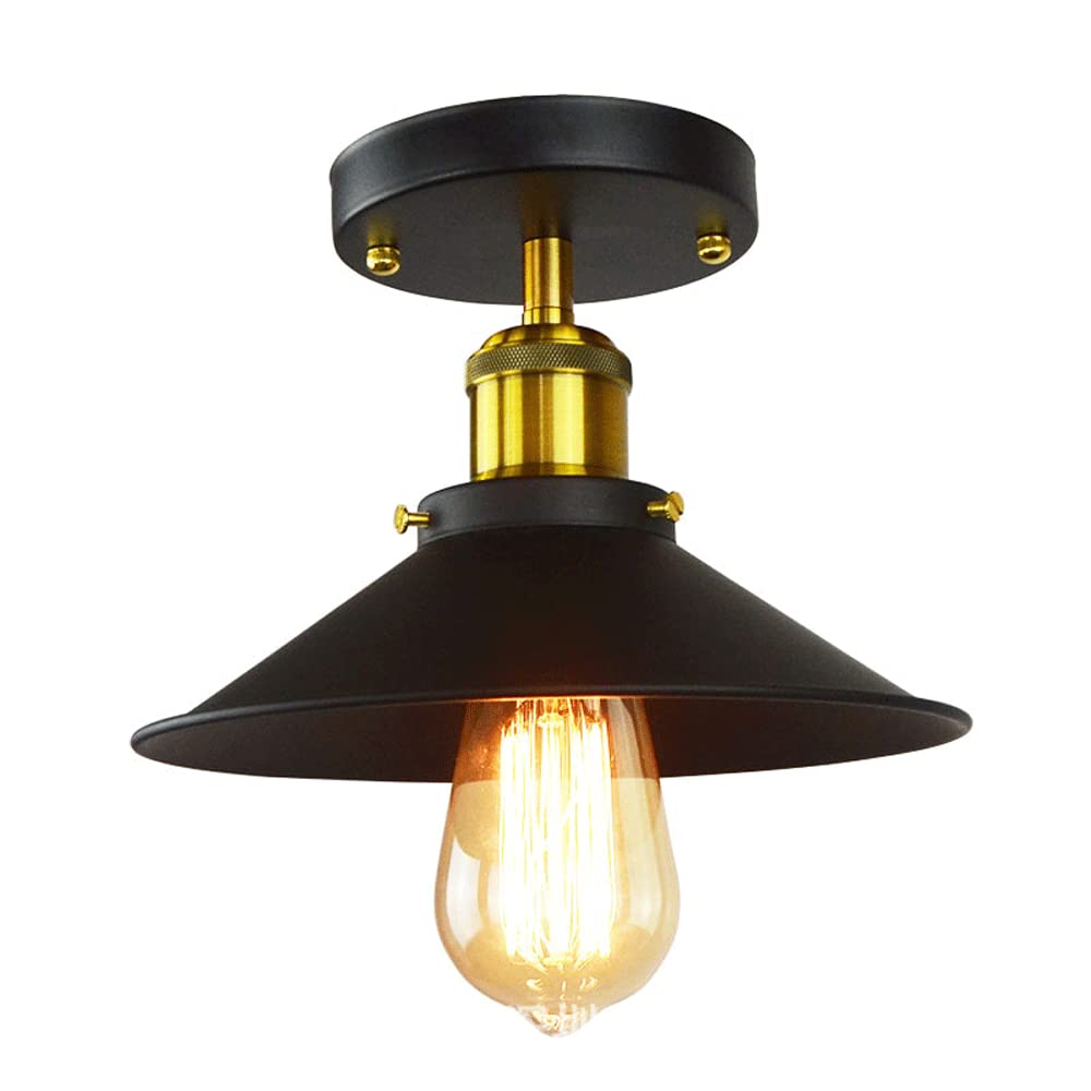 Plafonnier industriel en métal noir mat vintage au design soigné et durable