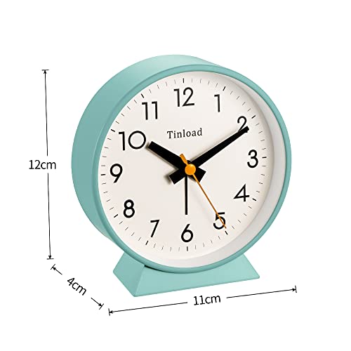 Tinload 4.5" Battery Operated Antique Retro Analog Alarm Clock, Small Silent Bedside Desk Clock With Night Light, Battery Operated, Snooze, For Living Room, Bedroom, Bedside, Desk(Green) #TOP2