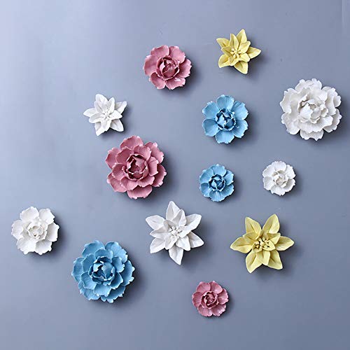 Alycaso Peony Ceramic Flower Wall Décor Artificial 3D Flower Wall Art For Living Room Home Hallway Bedroom Kitchen Farmhouse Bathroom Dining Room, White, 5.90 Inch #TOP4
