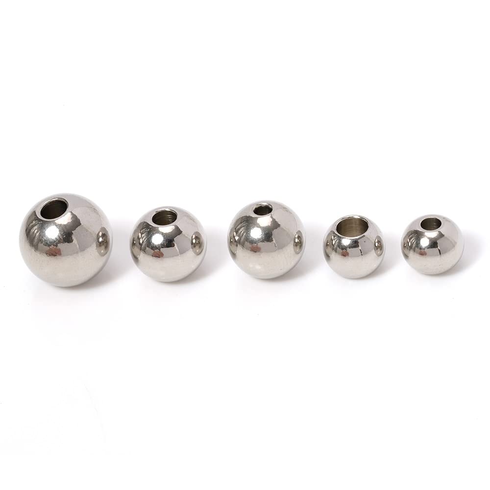 Kula łożyskowa ze stali nierdzewnej, 20 sztuk koraliki ze stali nierdzewnej 13mm-30mm do wyrobu biżuterii koraliki dystansowe luzem otwór w kształcie kuli 3-5mm do bransoletek elementy biżuterii DIY(2