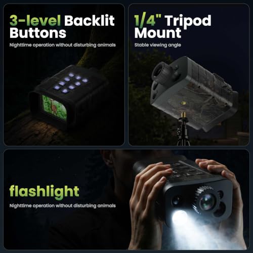 Image of Night Vision Goggles with Rangefinder - 4K Video, WiFi App Connection, 18X Zoom, 5000mAh Battery, 32GB Card, 1200Yd Measurement, 1968Ft Night Vision Range, Wildlife Observation, Gift for Dad & Men