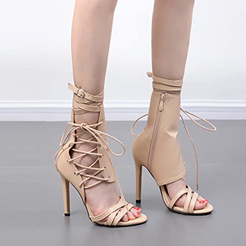 Sandales à Talons Hauts pour Femmes : Bottines à Lacets et Bout Ouvert pour Soirée - 7