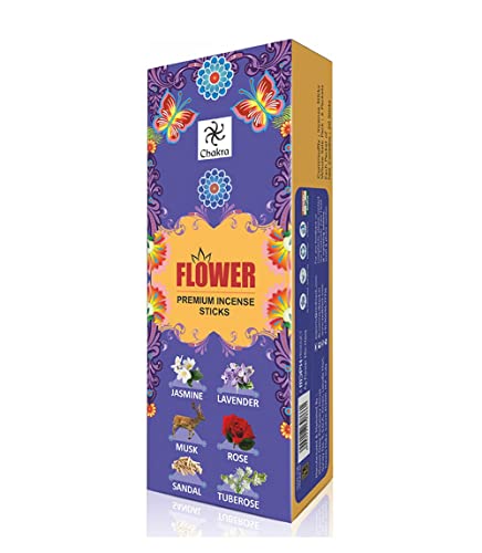 Chakra Flower Premium Aroma Sticks – Feel The Blossomy Aroma - 120 Incense Sticks - Use At Home Office - Pack Of 6 Natural Fragrance Sticks – Long-Lasting Scented Incense Sticks #TOP1