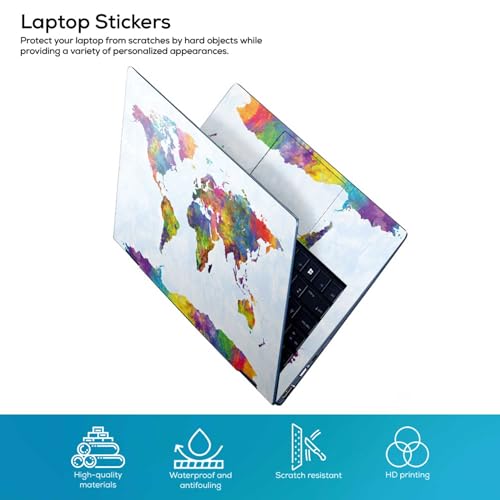 Image of Galaxsia World Map D1 Full Body Vinyl Laptop Skin /Sticker /Cover Upto 15.6 Inches Laptops Laminated-Removable-HD Quality Compatible for Hp-Dell-Sony-Lenovo-Asus etc.(15x10 Inches)