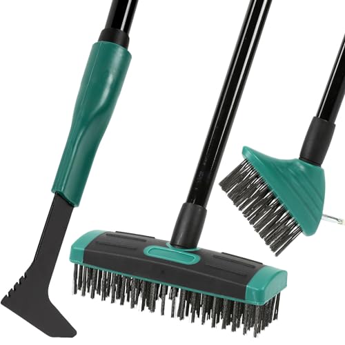 Taylor & Brown 4 in 1 Telescopic Weed Remover Brush Wire Head Paving Decking Clean Scrub Moss Weed...