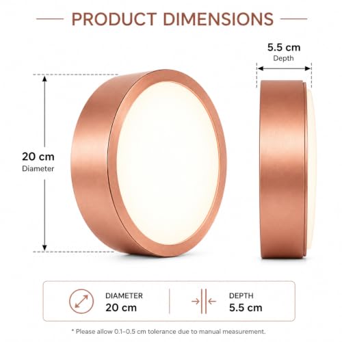 Image of AHUJA INTERNATIONAL Modern Deco Surface Ceiling Light 3W Brass Aluminum Decorative Indoor Lighting Fixture for Living Room, Bedroom, Hallway, Hotel & Home Decor Warm White Pack of 1, (Rose Gold)