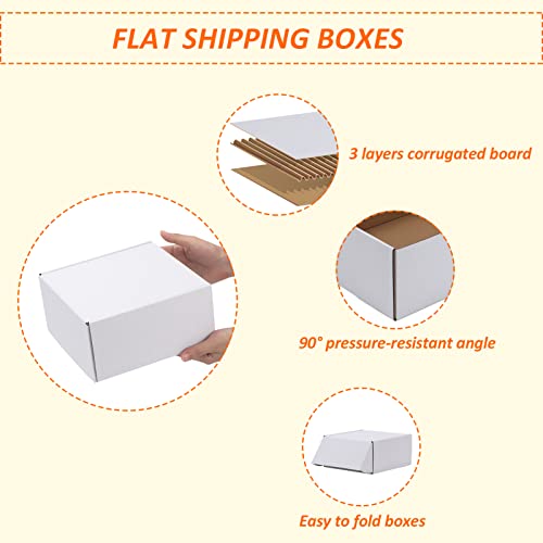 Image of HORLIMER 8x8x4 inches Shipping Boxes Set of 25, White Corrugated Cardboard Box Literature Mailer
